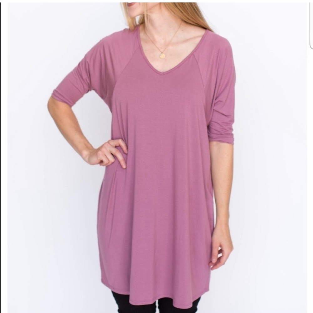 Agnes and Dora tee / tunic dress. Size M. Mauve / Maroonish